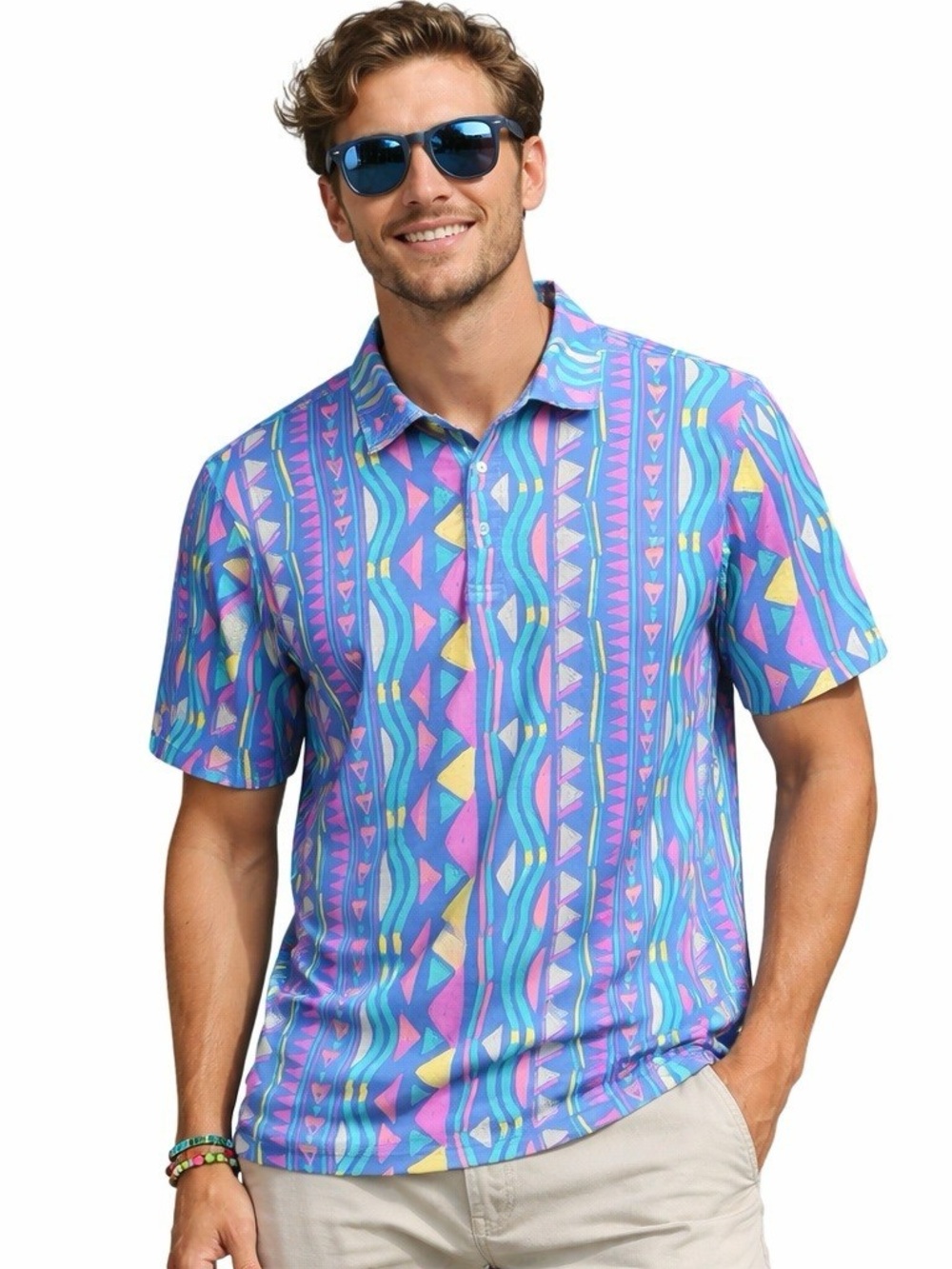 Chubbies Men's Short-Sleeve Patterned Polo Shirt